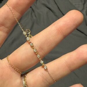 14k solid gold bezel diamond bracelet